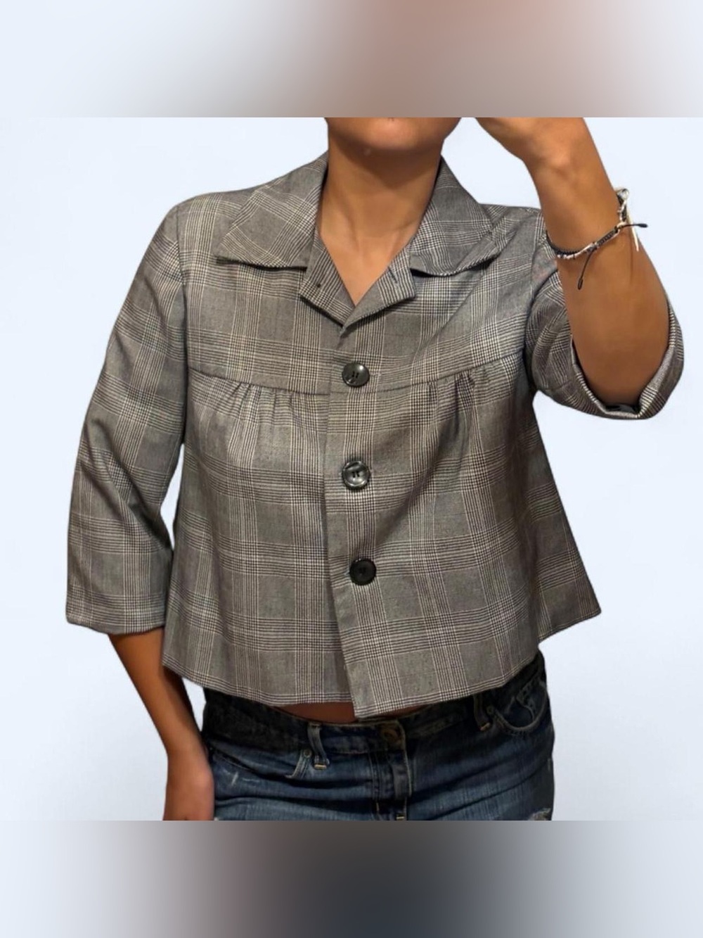 Y2K Plaid Babydoll Peacoat Jacket by First Option!